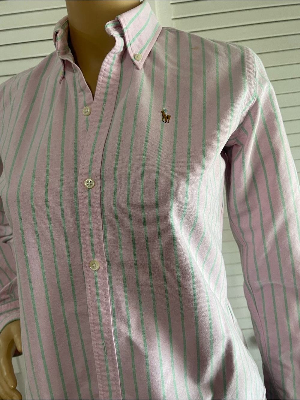 Polo by Ralph Lauren Pink with Mint Stripe Button-Down Shirt - Picture 5 of 6